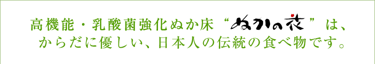 高機能・乳酸菌強化ぬか床“り・ぶらん”は、からだに優しい、日本人の伝統の食べ物です。